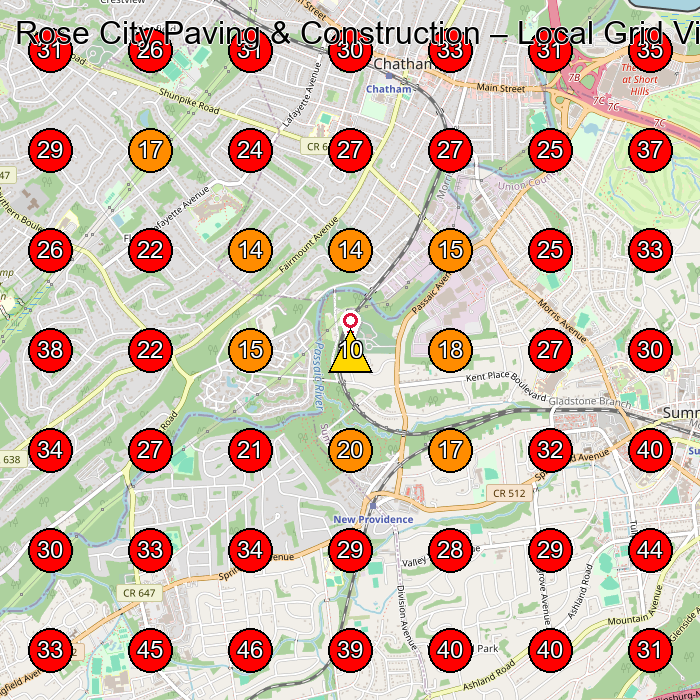 Rose City Paving & Construction GeoGrid visibility map for Paving Contractor in Madison